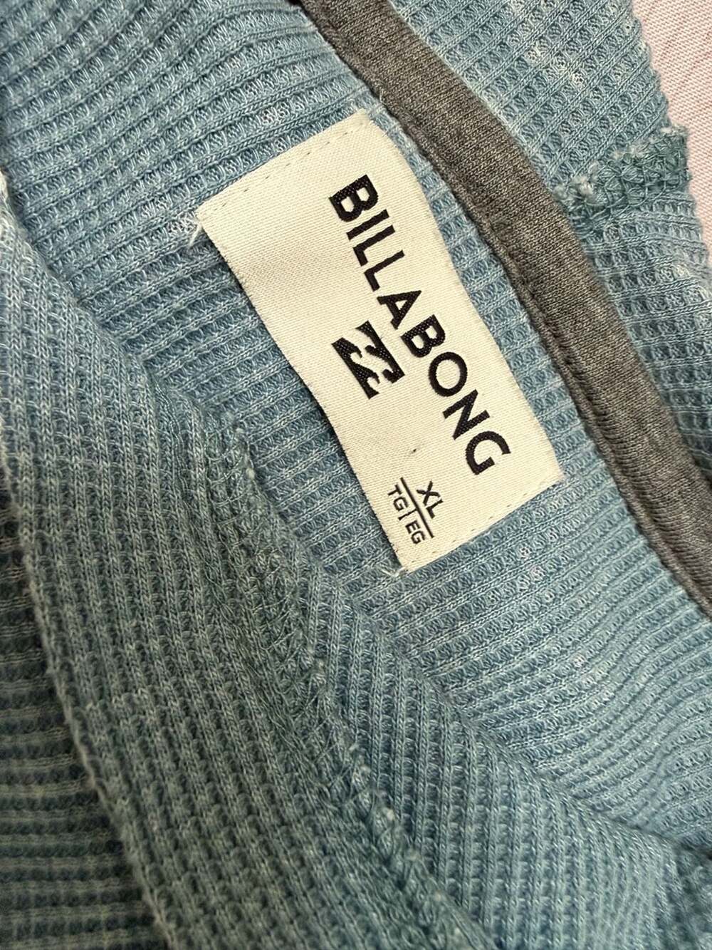 Billabong Waffle Knit Hoodie - Men’s Size XL - Blue Pullover Sweatshirt